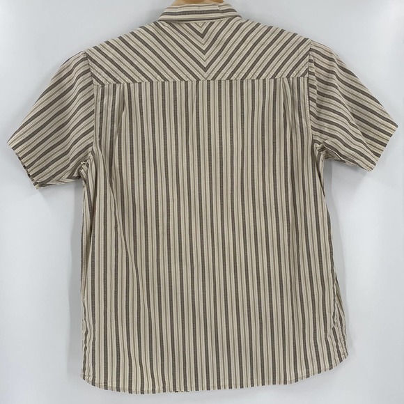 The North Face XL Beige Gold Short Sleeve Striped‎ Button Up Shirt - Picture 5 of 5